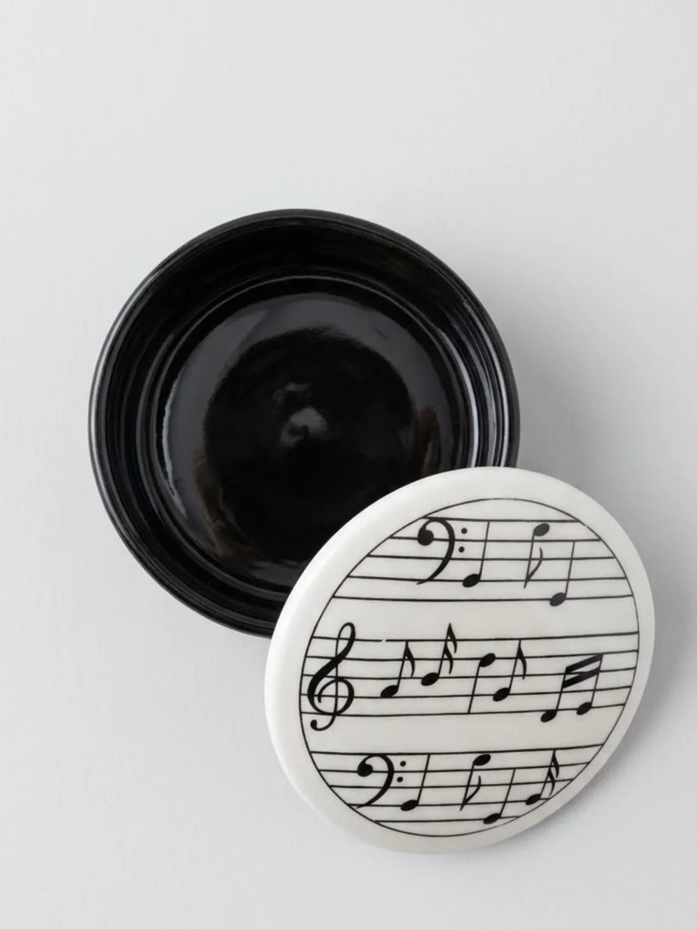 Vintage Russ Berrie Ceramic Music Notes Sheet Music Trinket Box Jewelry Dish